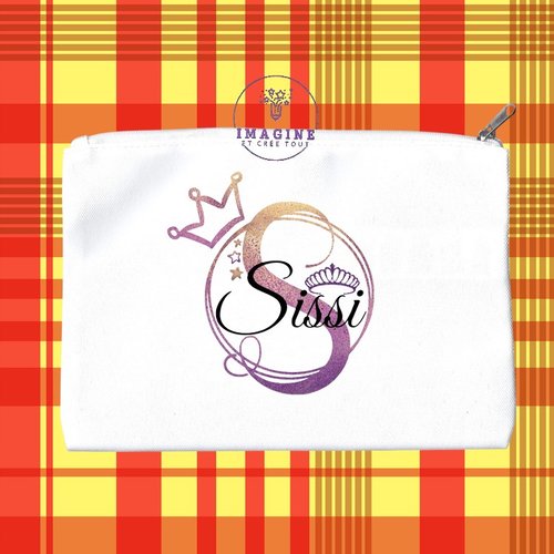 Trousse m - maquillage - sublimation - impression infusible ink - initiale - prénom - couronne ( prénom à préciser)