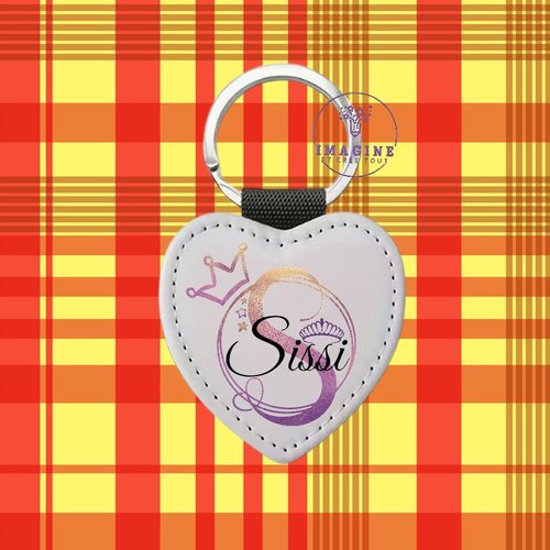Porte clé - sublimation - impression infusible ink - initiale - prénom - couronne - cœur ( prénom à préciser)
