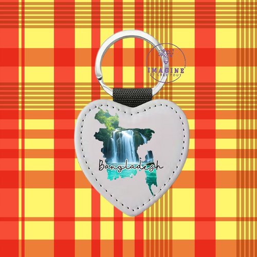 Porte clé - sublimation - impression infusible ink -  bangladesh - cascade de madhabkund - carte - pont de bangabandhu