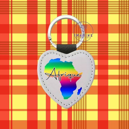 Porte clé - sublimation - impression infusible ink - carte afrique - arc en ciel - continent - savane - baobab