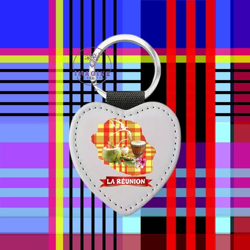 Porte clé - sublimation - impression infusible ink -  la réunion - 974 - coco - paille en queue - tambour - madras
