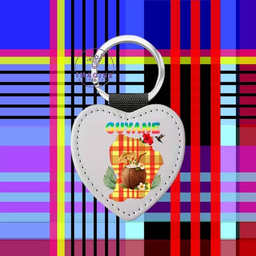 Porte clé - sublimation - impression infusible ink - carte - guyane - 973 - coco - colibri - hibiscus - madras