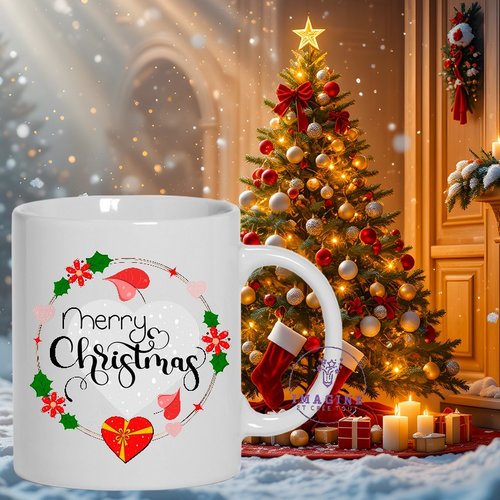 Mug - tasse - sublimation - impression infusible ink - merry christmas  - joyeux noël - houx - cadeaux - magie de noël