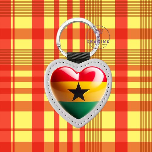 Porte clé - sublimation - impression infusible ink - drapeau - ghana - hyène tachetée - afrique - le haoussa - le mossi