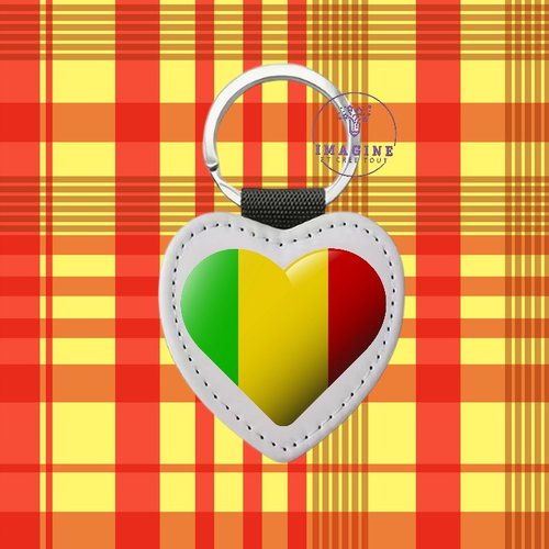 Porte clé - sublimation - impression infusible ink - drapeau - mali - aigle - le tô - maïs - islam - les bambara - ethnique