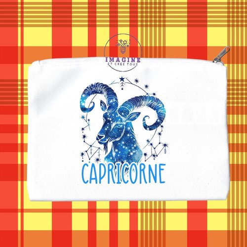 Trousse m - maquillage - sublimation - impression infusible ink - signe - capricorne - astrologie - horoscope - galaxie