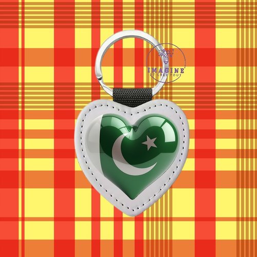 Porte clé - sublimation - impression infusible ink - drapeau - pakistan - croissant - étoile - lahore - le markhor - islamabad