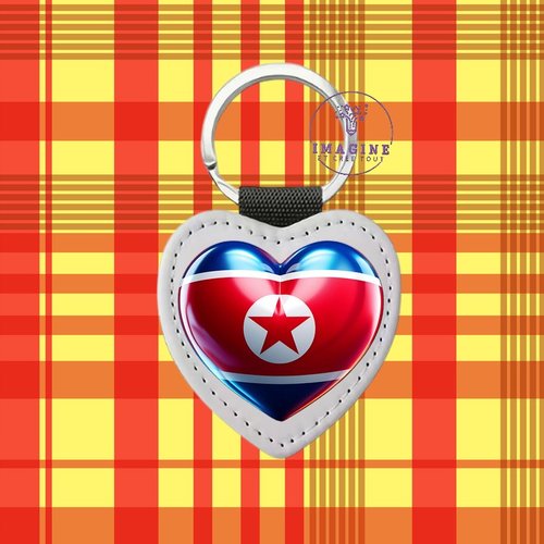 Porte clé - sublimation - impression infusible ink - drapeau - coréen du nord - étoile - cheval ailé