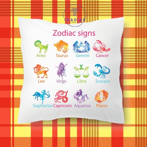Taie personnalisée - lit - sommeil - sublimation - impression infusible ink - les signes du zodiaque - anglais - éducatif