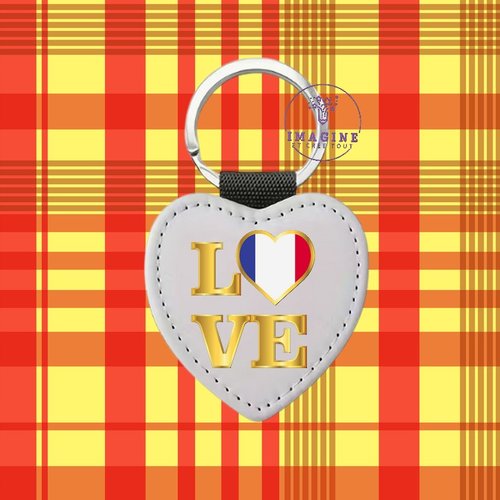 Porte clé - sublimation - impression infusible ink - drapeau - flag - france - paris - tour eiffel - love - ville lumières