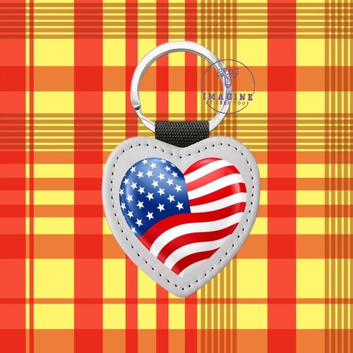 Porte clé - sublimation - impression infusible ink - drapeau - american flag - usa - heart - étoile - statue de la liberté