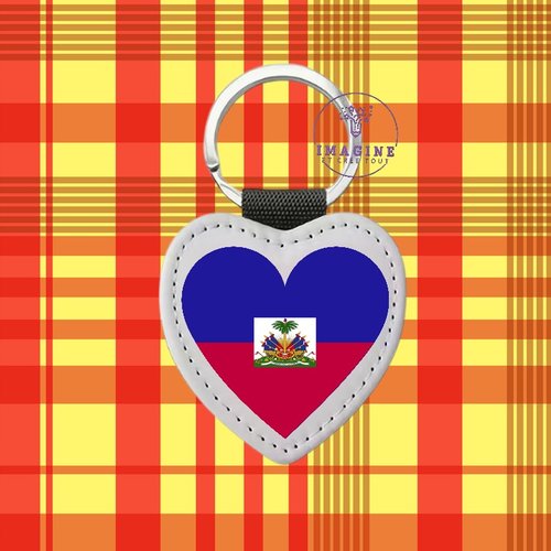 Porte clé - sublimation - impression infusible ink - drapeau - haïti flag - port au prince - union fait la force