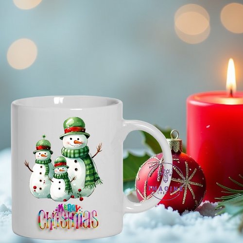 Mug - tasse - sublimation - impression infusible ink - merry christmas 4 - écharpes - bonhommes de neige - réveillon