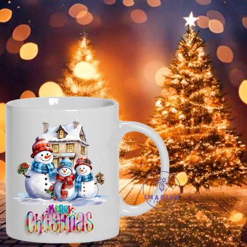 Mug - tasse - sublimation - impression infusible ink - merry christmas 7 - écharpes - bonhommes de neige - réveillon