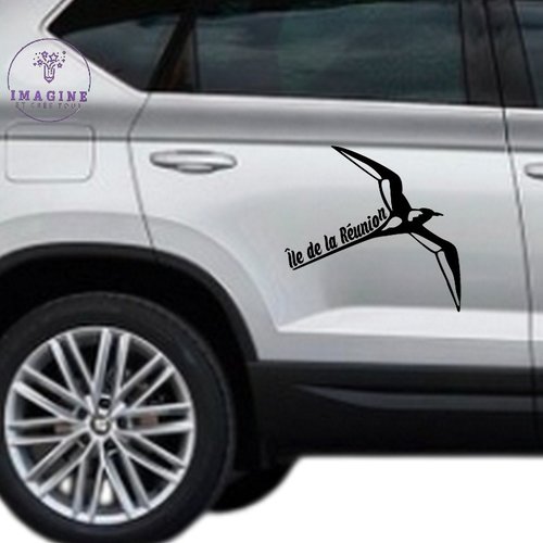 Sticker - île de la réunion - paille en queue - pose sur portières - vinyle noir permanent