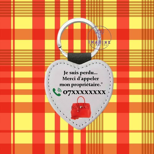 Porte clé - sublimation - impression infusible ink - sac perdu - ange gardien - propriétaire - bag - message - fashion