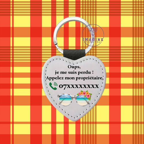 Porte clé - sublimation - impression infusible ink - perte - ange gardien - propriétaire - lunettes tropicales - message