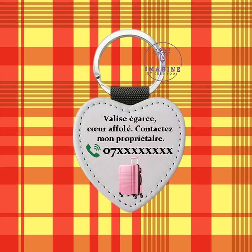 Porte clé - sublimation - impression infusible ink - perte - ange gardien - propriétaire - valise - message - pink
