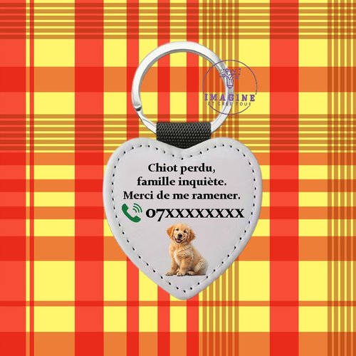 Porte clé - sublimation - impression infusible ink - perte - ange gardien - propriétaire - chiot - message