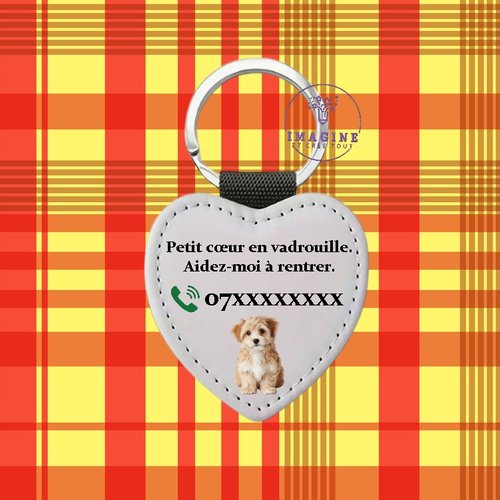 Porte clé - sublimation - impression infusible ink - perte - ange gardien - propriétaire - chiot - message
