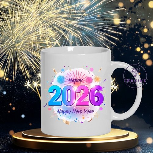 Mug - tasse - sublimation - impression infusible ink - 2026 - nouvelle année - janvier - feux artifices