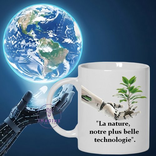 Mug - tasse - sublimation - impression infusible ink - robot - technologie - arbre vert - protégeons notre planète