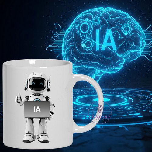 Mug - tasse - sublimation - impression infusible ink - adorable robot - pc - ordinateur- technologie - ia - virtuel