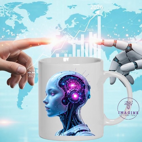 Mug - tasse - sublimation - impression infusible ink - robotique - technologie - intelligence - ia - artificielle