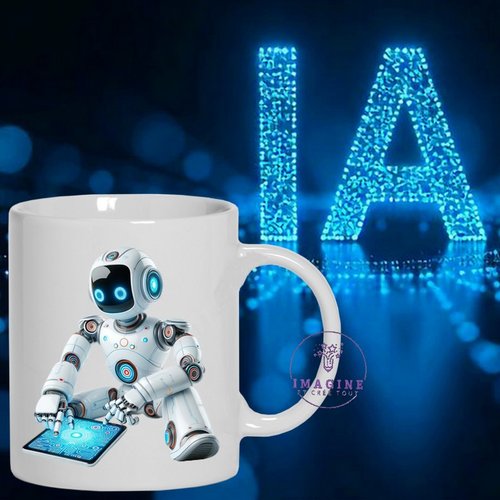 Mug - tasse - sublimation - impression infusible ink - adorable robot - pc - ordinateur- technologie - ia - virtuel