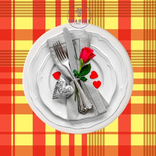 Sous verre en céramique - sublimation - impression infusible ink - set - cœur - rose rouge - serviette - assiettes