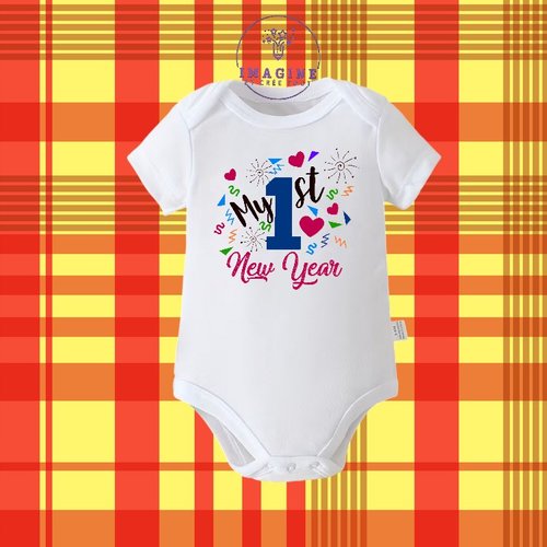 Body - bébé - baby - sublimation - impression infusible ink - my first new year - mon premier nouvel an - confettis