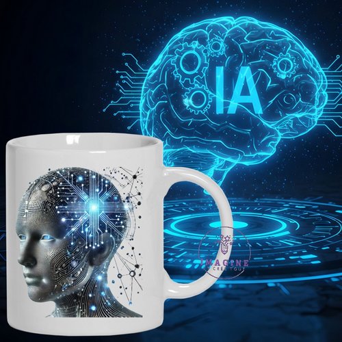 Mug - tasse - sublimation - impression infusible ink - robotique - technologie - intelligence - ia - robot - digital - silhouette