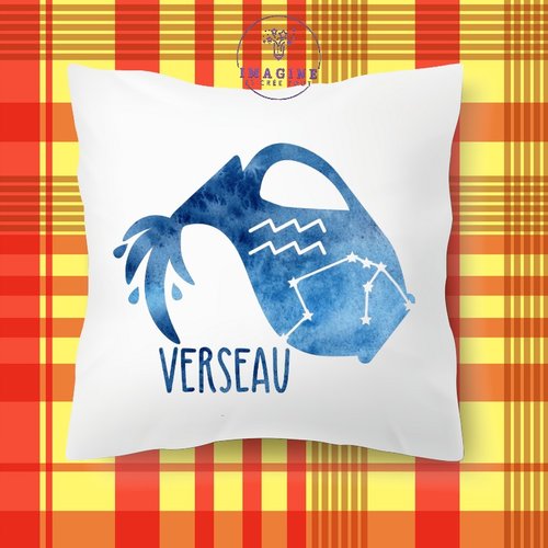 Taie personnalisée - lit - sommeil - sublimation - impression infusible ink - astrologie - signe du verseau - constellations