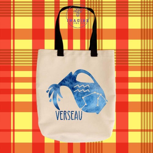 Tote bag taille m - sublimation -  impression infusible ink - astrologie - signe du verseau - constellations - horoscope