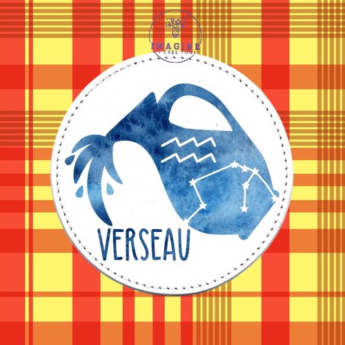 Sous verre en cuir - sublimation - impression infusible ink - astrologie - signe du verseau - constellations - horoscope