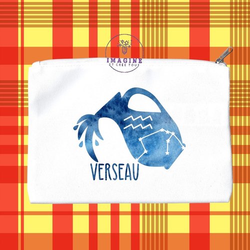 Trousse m - maquillage - sublimation - impression infusible ink - astrologie - signe du verseau - constellations - galaxie