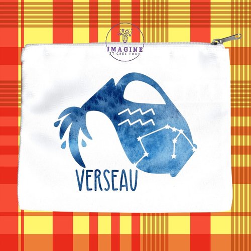 Trousse l - maquillage - sublimation - impression infusible ink -  astrologie - signe du verseau - constellations - galaxie
