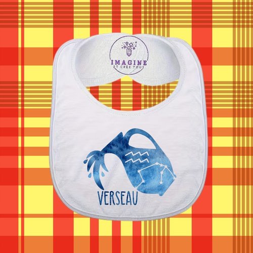 Bavoir - sublimation - impression infusible ink -  astrologie - signe du verseau - constellations - galaxie - horoscope