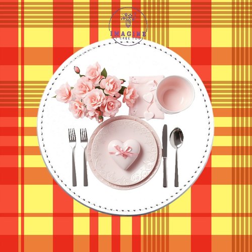 Sous verre en cuir - sublimation - impression infusible ink - beautiful - romantic - table - set - porcelaine - cœur - rose