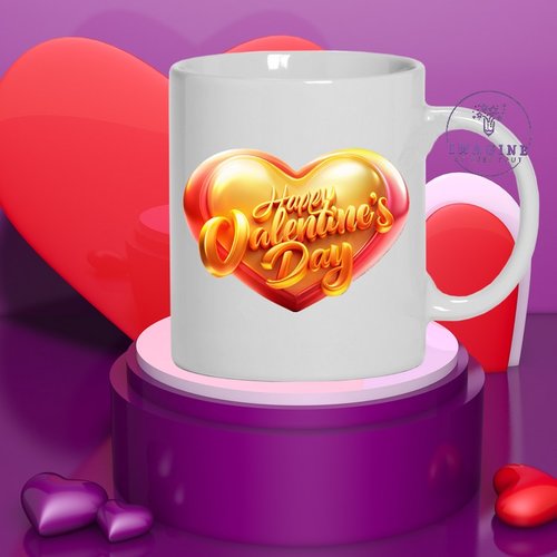 Mug - tasse - sublimation - impression infusible ink - st valentin - cœurs - golden - happy valentine day - love - février