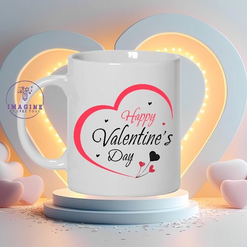 Mug - tasse - sublimation - impression infusible ink - st valentin - cœurs - happy valentine day - love - beautiful hearts