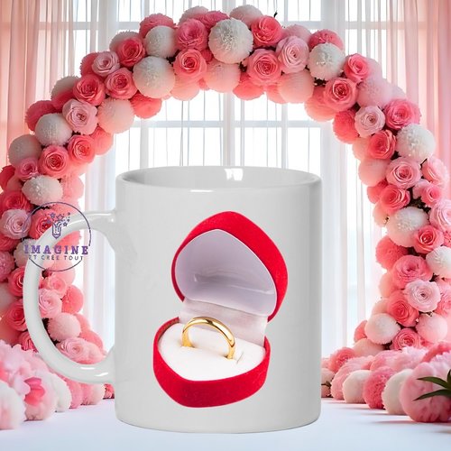 Mug - tasse - sublimation - impression infusible ink - st valentin - demande en mariage - bague - écrin - épouse moi - ring