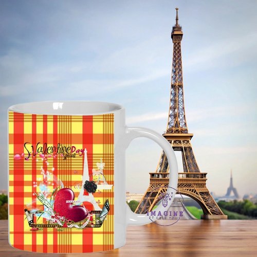 Mug - tasse - sublimation - impression infusible ink - st valentin - madras - valentine day - heart - note - card - cœur