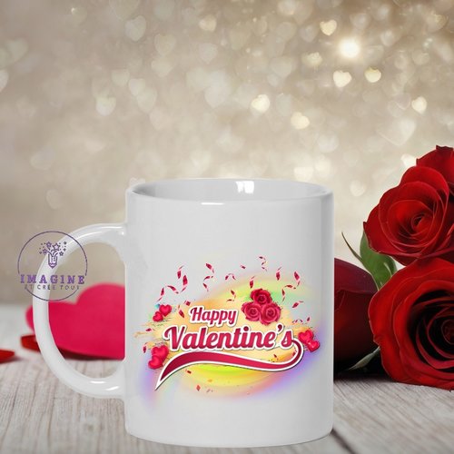 Mug - tasse - sublimation - impression infusible ink - st valentin - cœurs - happy valentine day - love - colorful - rainbow