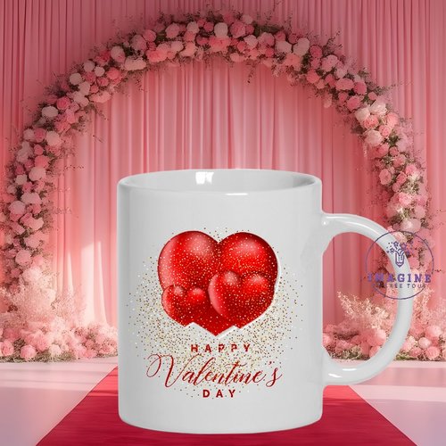 Mug - tasse - sublimation - impression infusible ink - 3d valentine day - love - herats - cœurs - red - rouge - 14 février