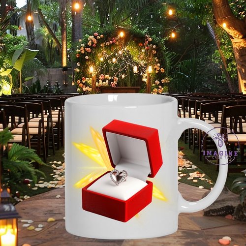 Mug - tasse - sublimation - impression infusible ink - st valentin - silver ring - heart - cœur - golden - light - 14 février