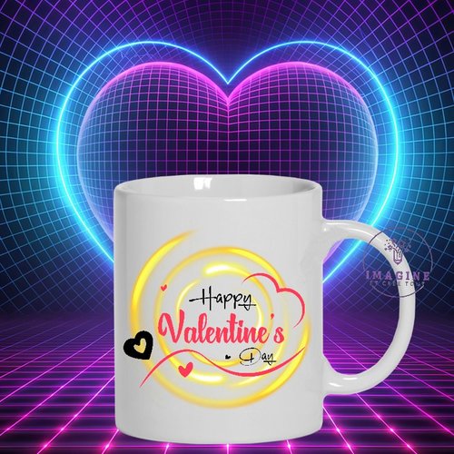 Mug - tasse - sublimation - impression infusible ink - happy valentine - light effect - yellow ring - jaune - st valentin - glow