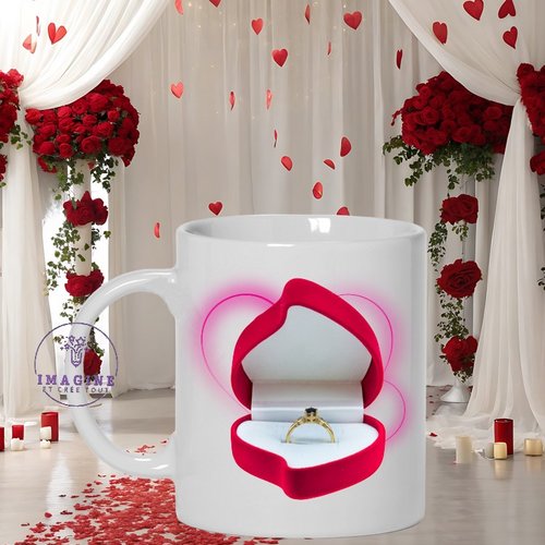 Mug - tasse - sublimation - impression infusible ink - st valentin - ring 412 - will you marry me - neon valentine day
