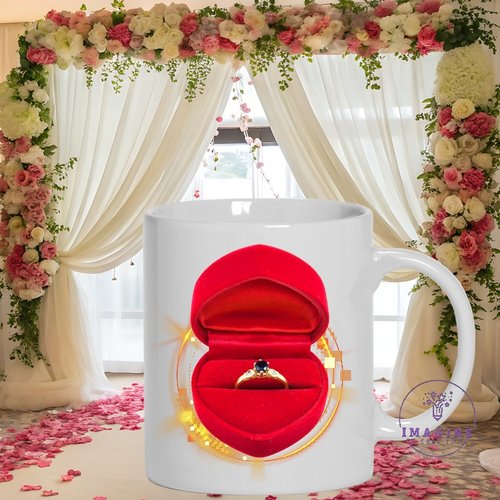 Mug - tasse - sublimation - impression infusible ink - st valentin - 409 écrin cœur - yellow light - abstract rotary