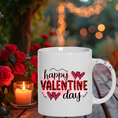 Mug - tasse - sublimation - impression infusible ink - happy valentine day - design - herat - cœurs - 14 février - love